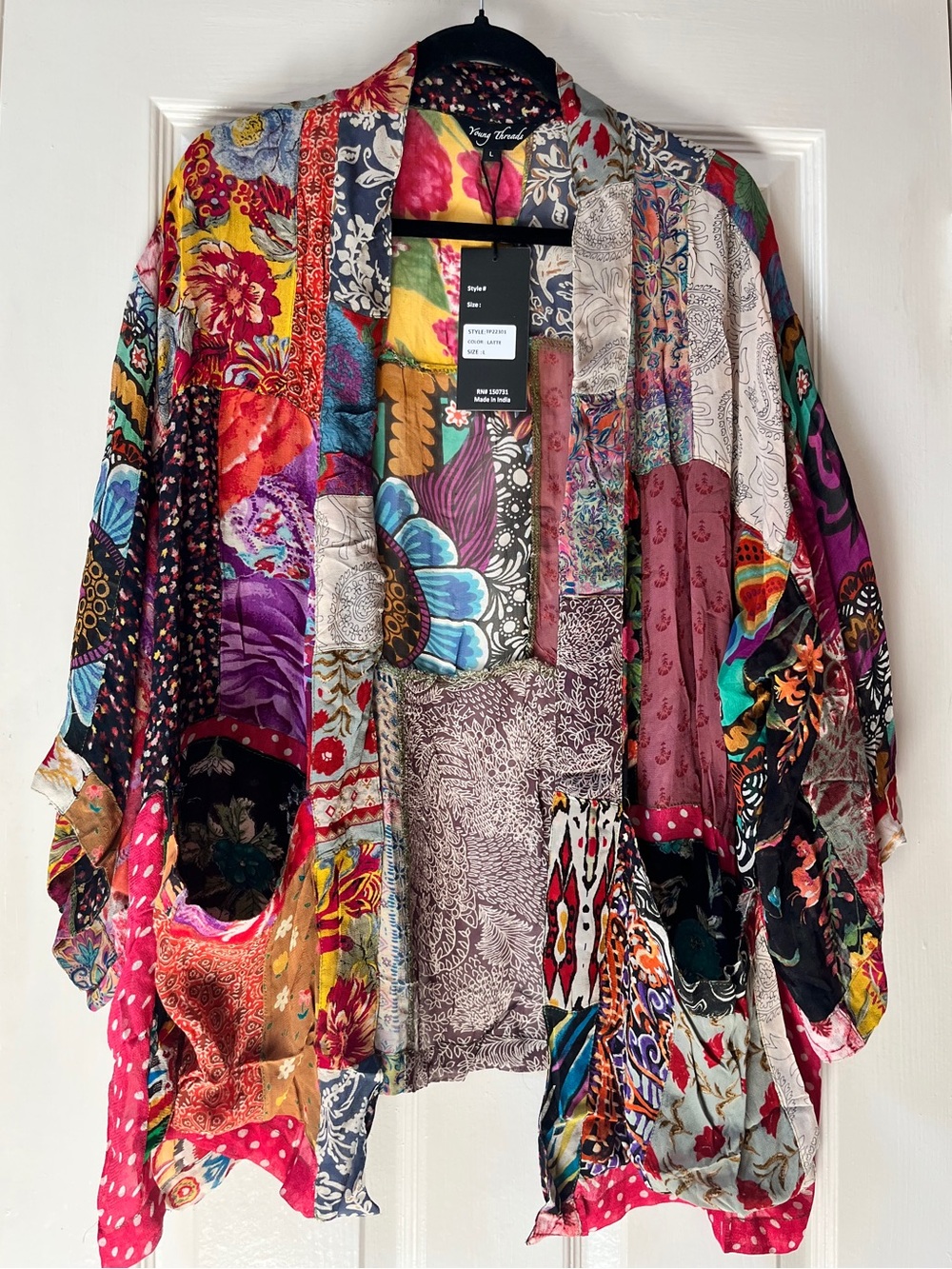 NWT You g Thread’s  Multi-Color Patchwork Kimono - Trendy Boho Layer